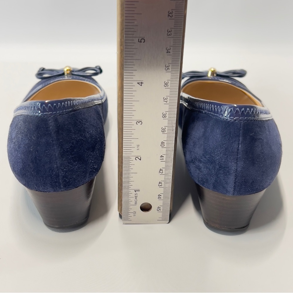 COLE HAAN Women’s size 6B Blue Velour Slip On Pump Wedge - Picture 9 of 11